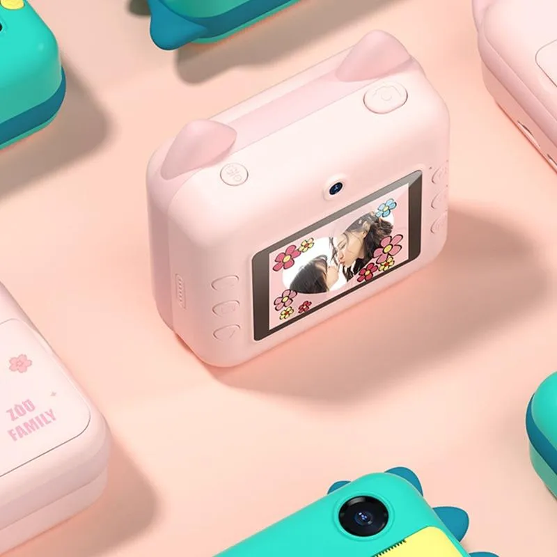 32gb Children Instant Camera with Dual-lens and Mini Print - Pink Cat