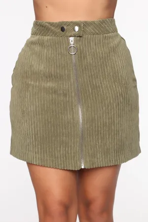 According To You Mini Skirt - Olive