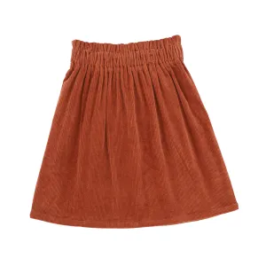 BAMBOO RUST CORDUROY GATHERED WAIST SKIRT [Final Sale]