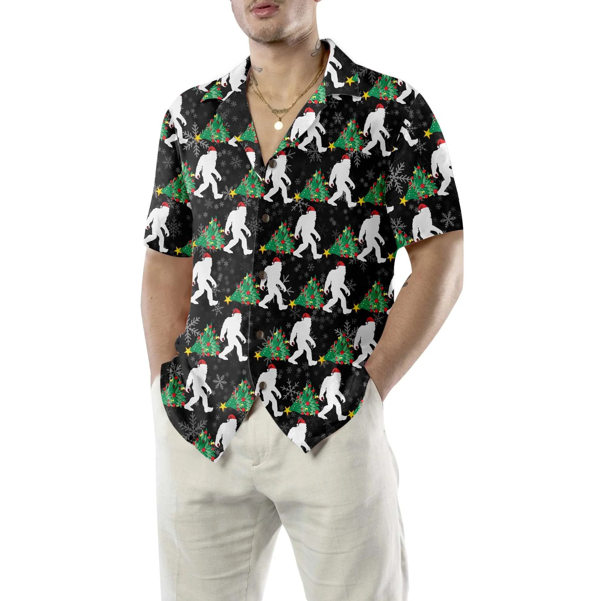 Bigfoot For Christmas Hawaiian Shirt, Bigfoot Christmas Shirt, Funny Xmas Gift Idea