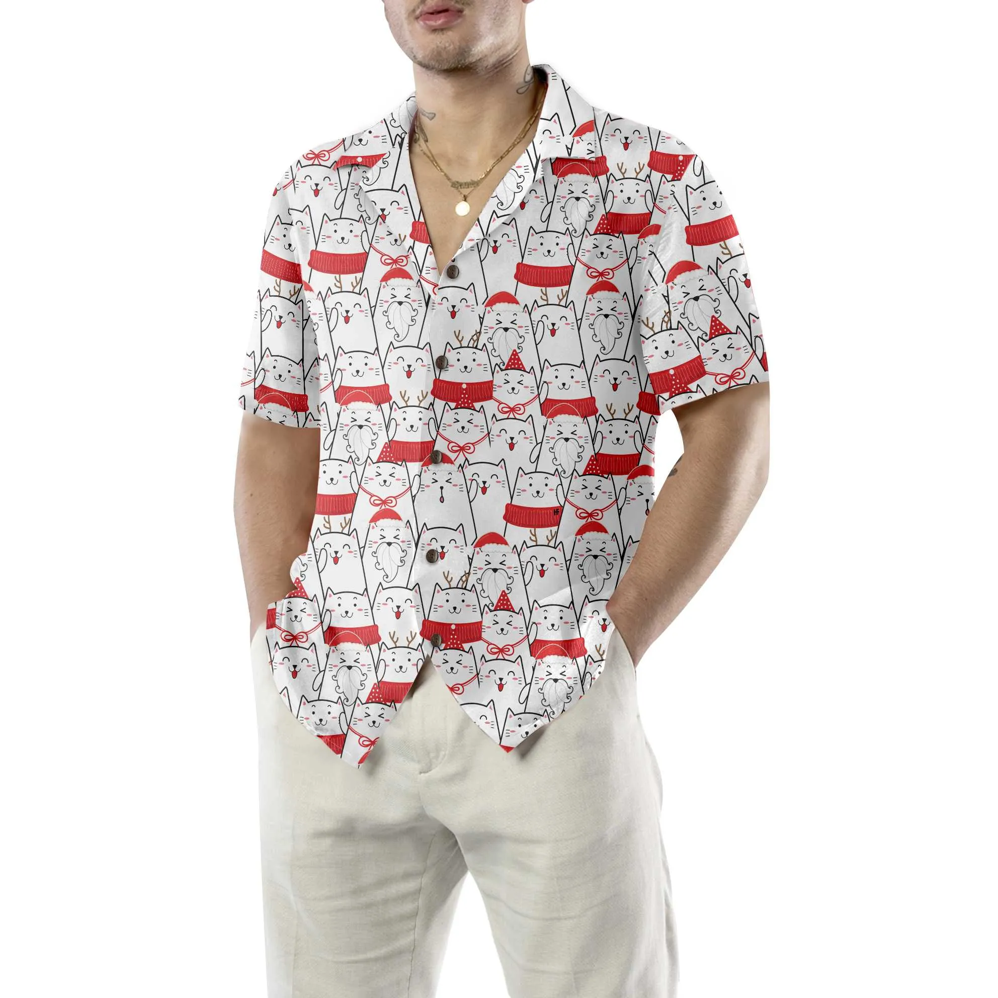 Cat The Red Christmas Hawaiian Shirt, Cute Cat Christmas Shirt, Best Christmas Gift Idea