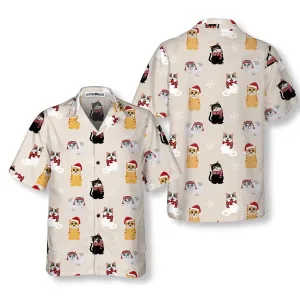 Cat Wearing Santa Claus Hat Hawaiian Shirt, Christmas Cat Shirt, Best Christmas Gift