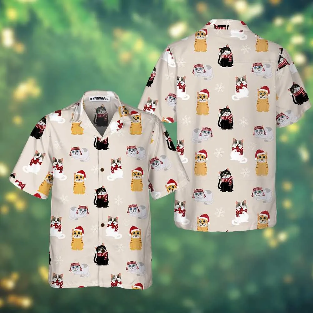 Cat Wearing Santa Claus Hat Hawaiian Shirt, Christmas Cat Shirt, Best Christmas Gift