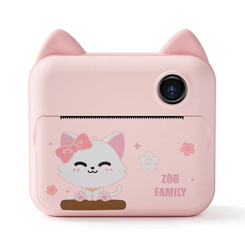 Children's Instant Camera with Dual-lens and Mini Print - Green Dinosaur