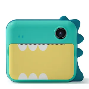 Children's Instant Camera with Dual-lens and Mini Print - Green Dinosaur