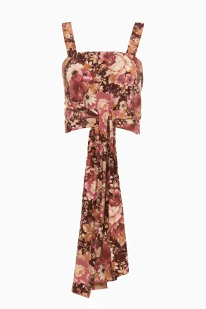 Chlo Floral Wrap Tank Top - Maroon Pink