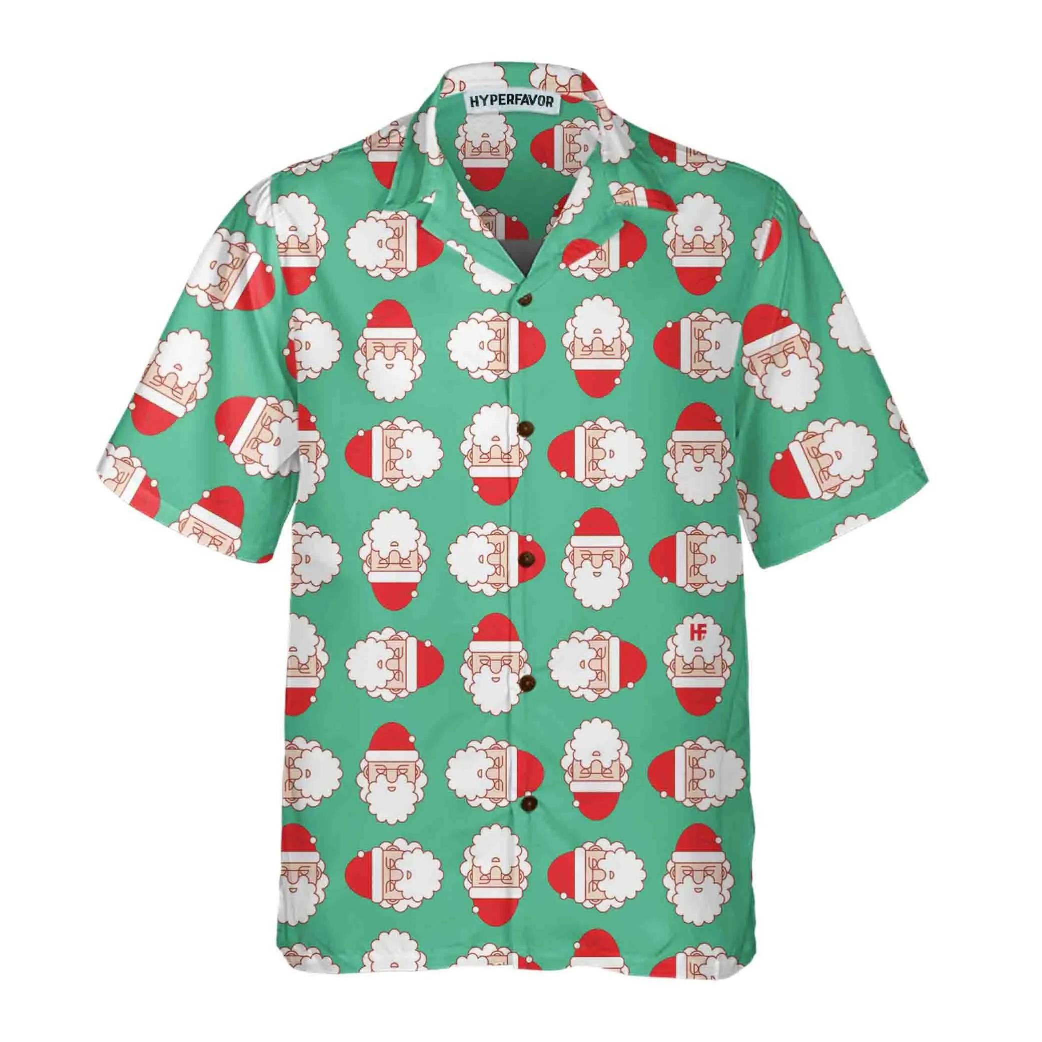 Christmas Santa Claus Face Seamless Pattern Hawaiian Shirt, Funny Christmas Hawaiian Shirt
