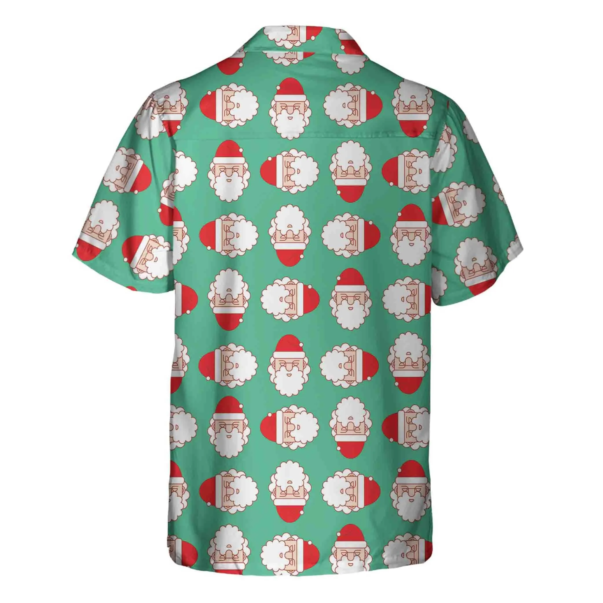 Christmas Santa Claus Face Seamless Pattern Hawaiian Shirt, Funny Christmas Hawaiian Shirt