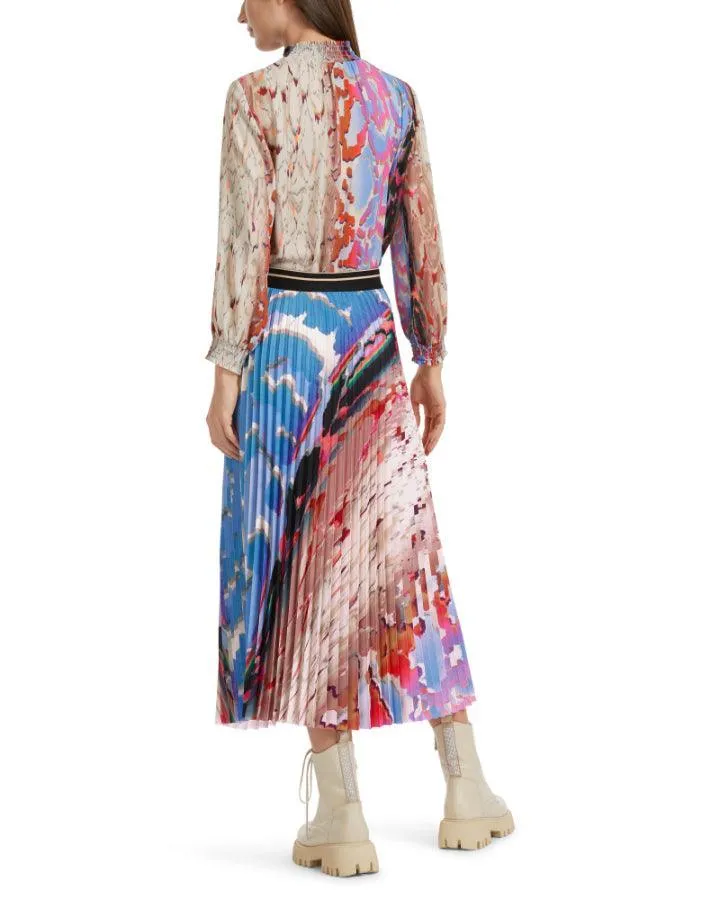 Colorful Print Pleated Skirt