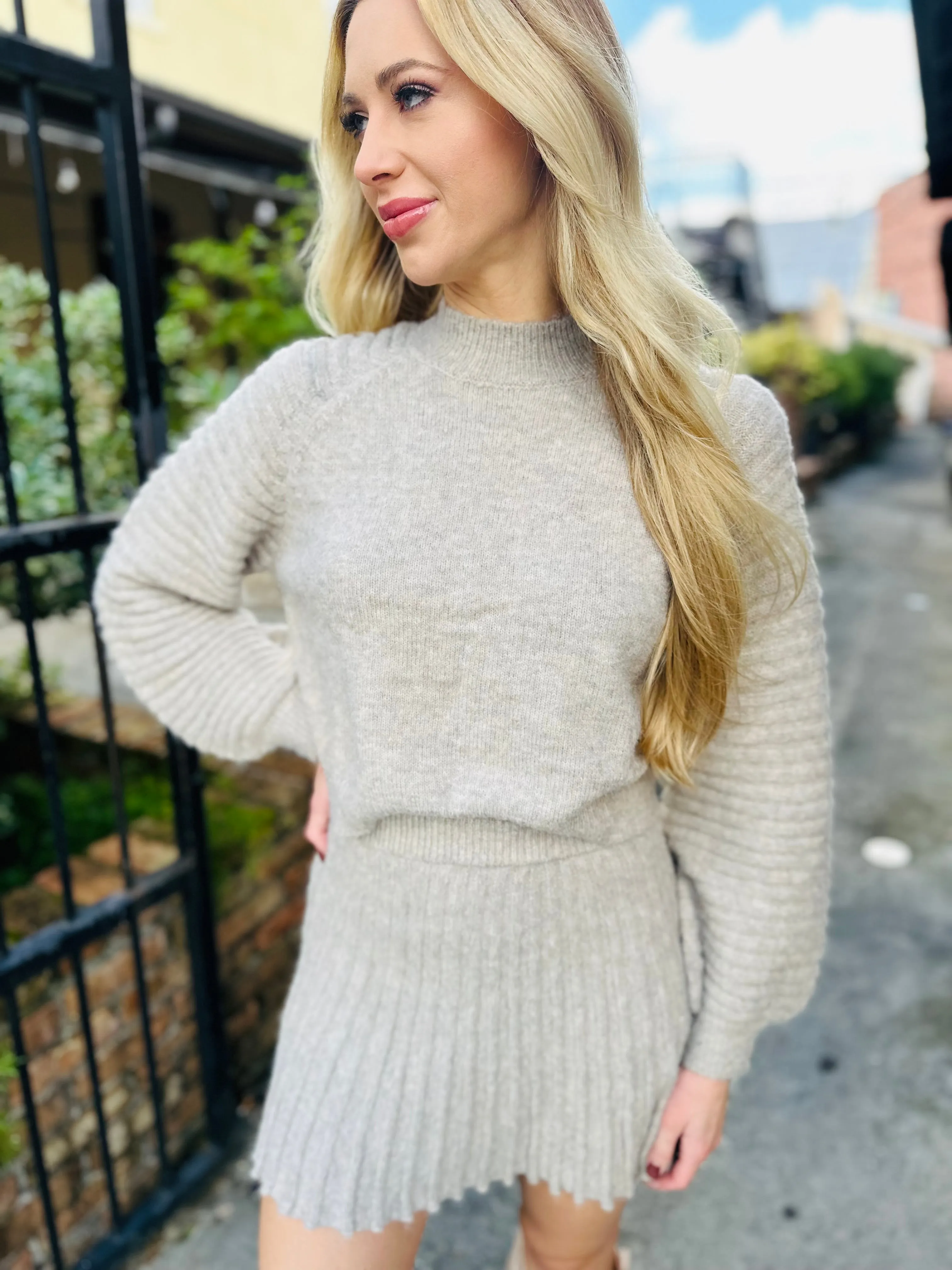 Farrah Sweater Skirt- Heather Oat