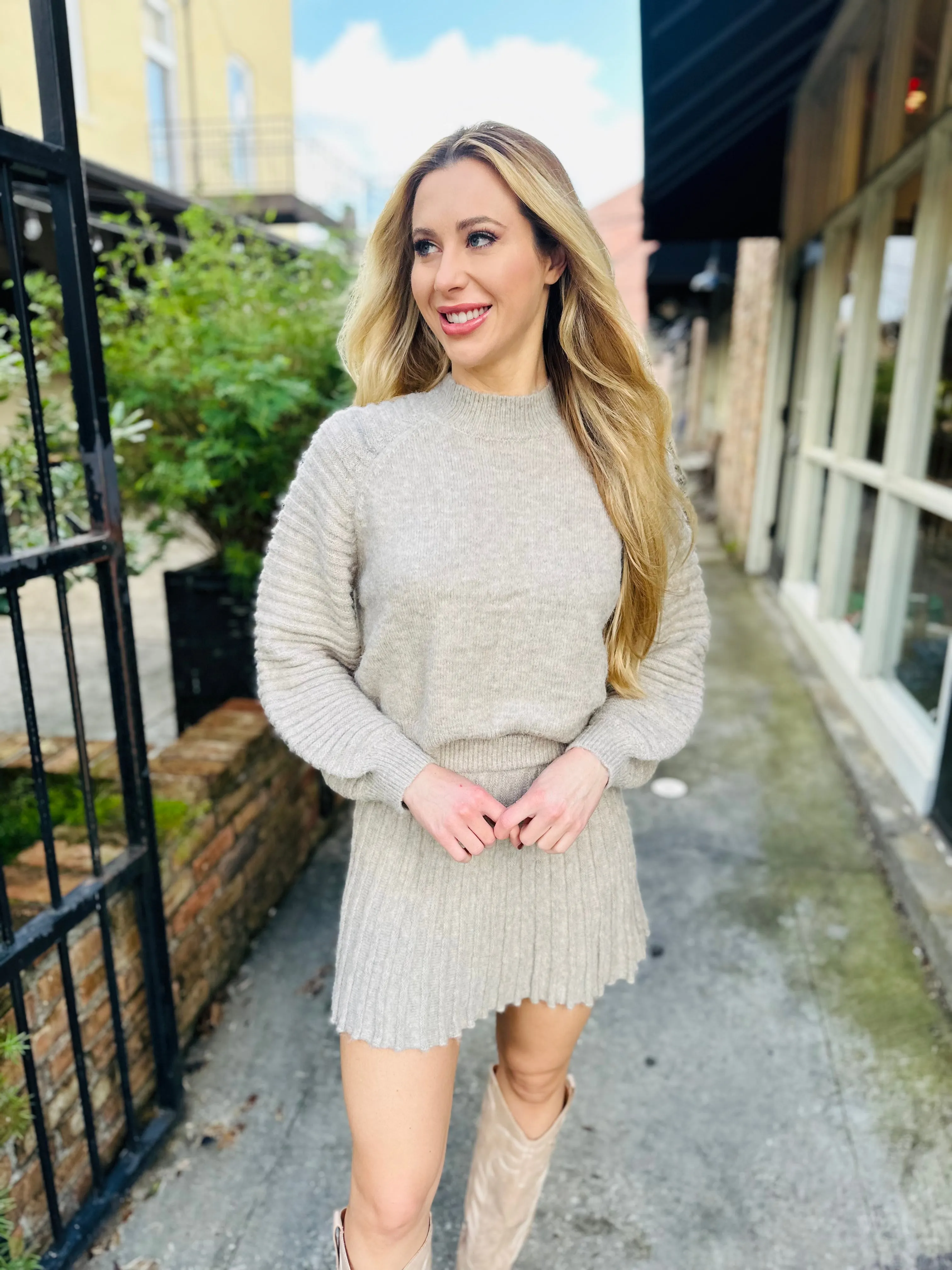 Farrah Sweater Skirt- Heather Oat
