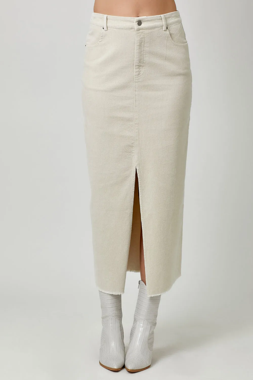 Front Slit Corduroy Skirt