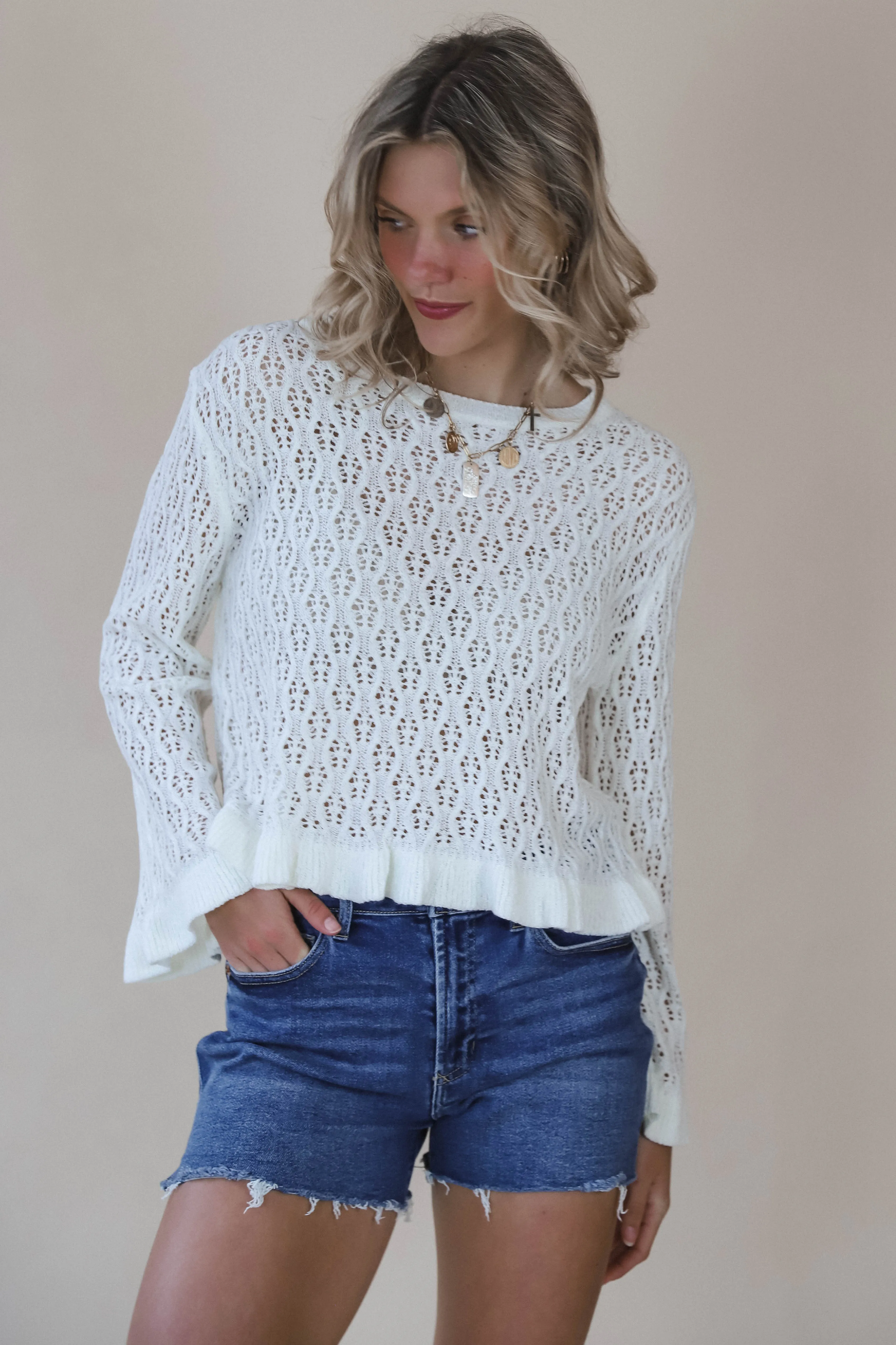 Ivory Raleigh Ruffle Sweater