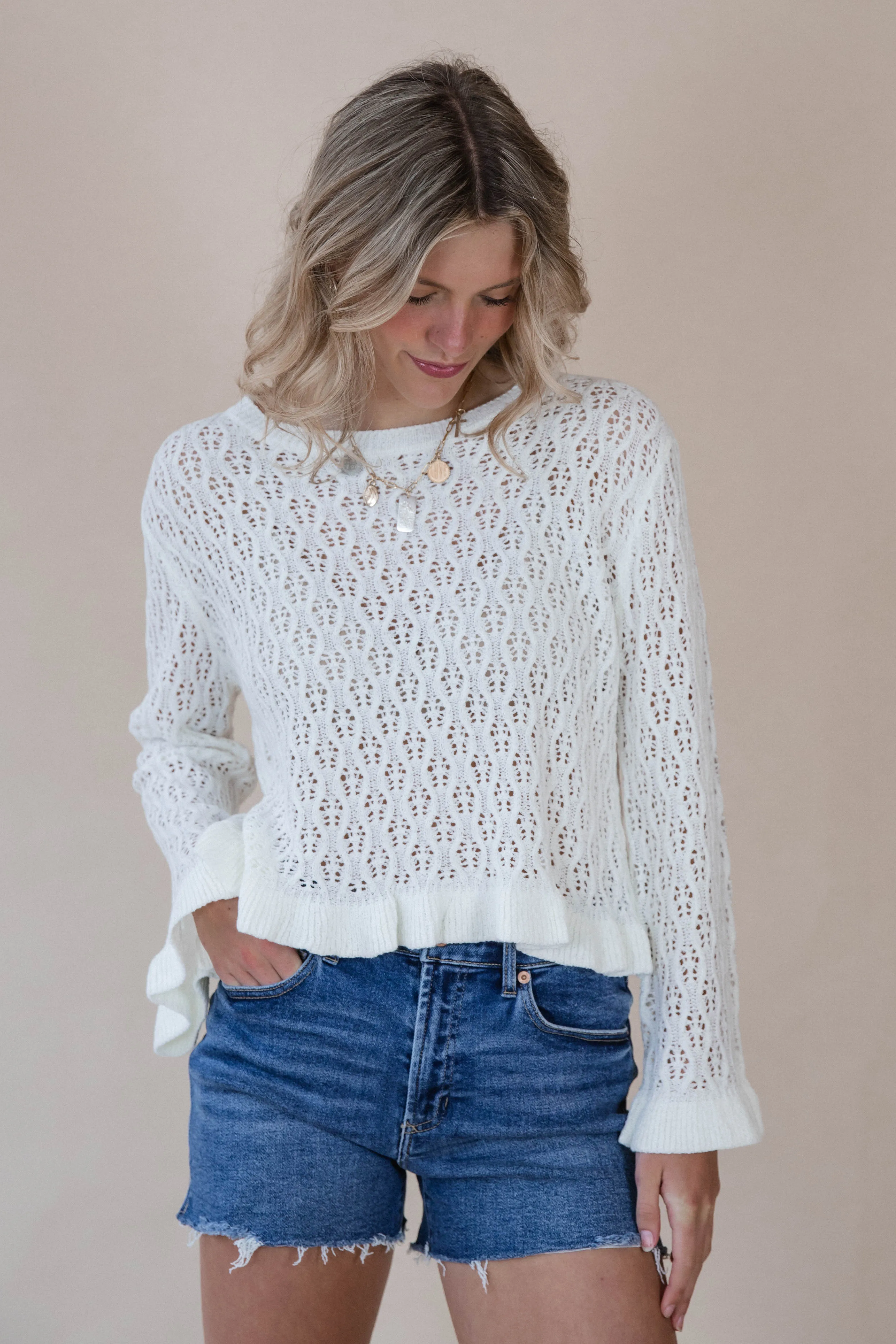 Ivory Raleigh Ruffle Sweater