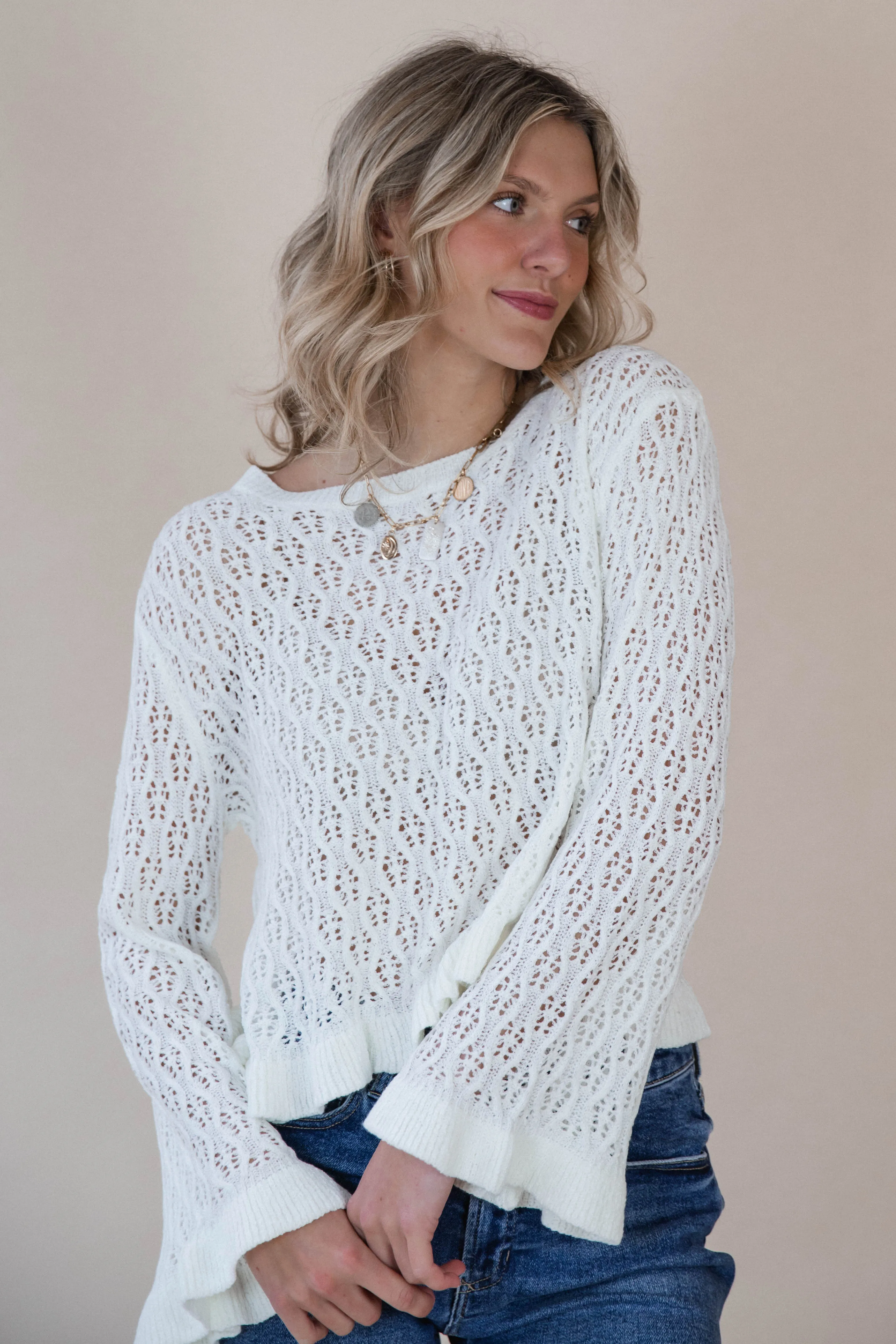 Ivory Raleigh Ruffle Sweater