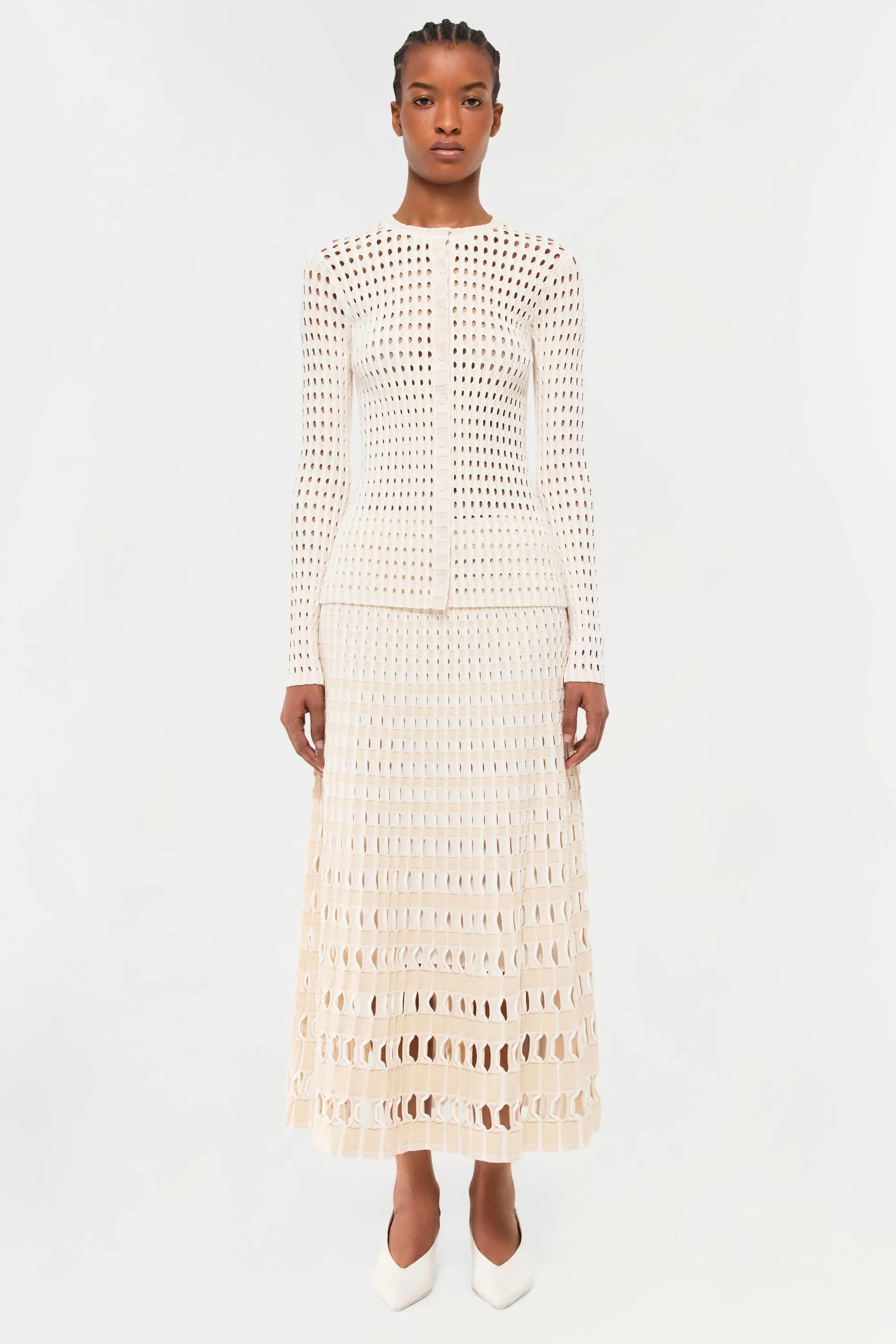 Larken Knit Midi Skirt in Sand Multi