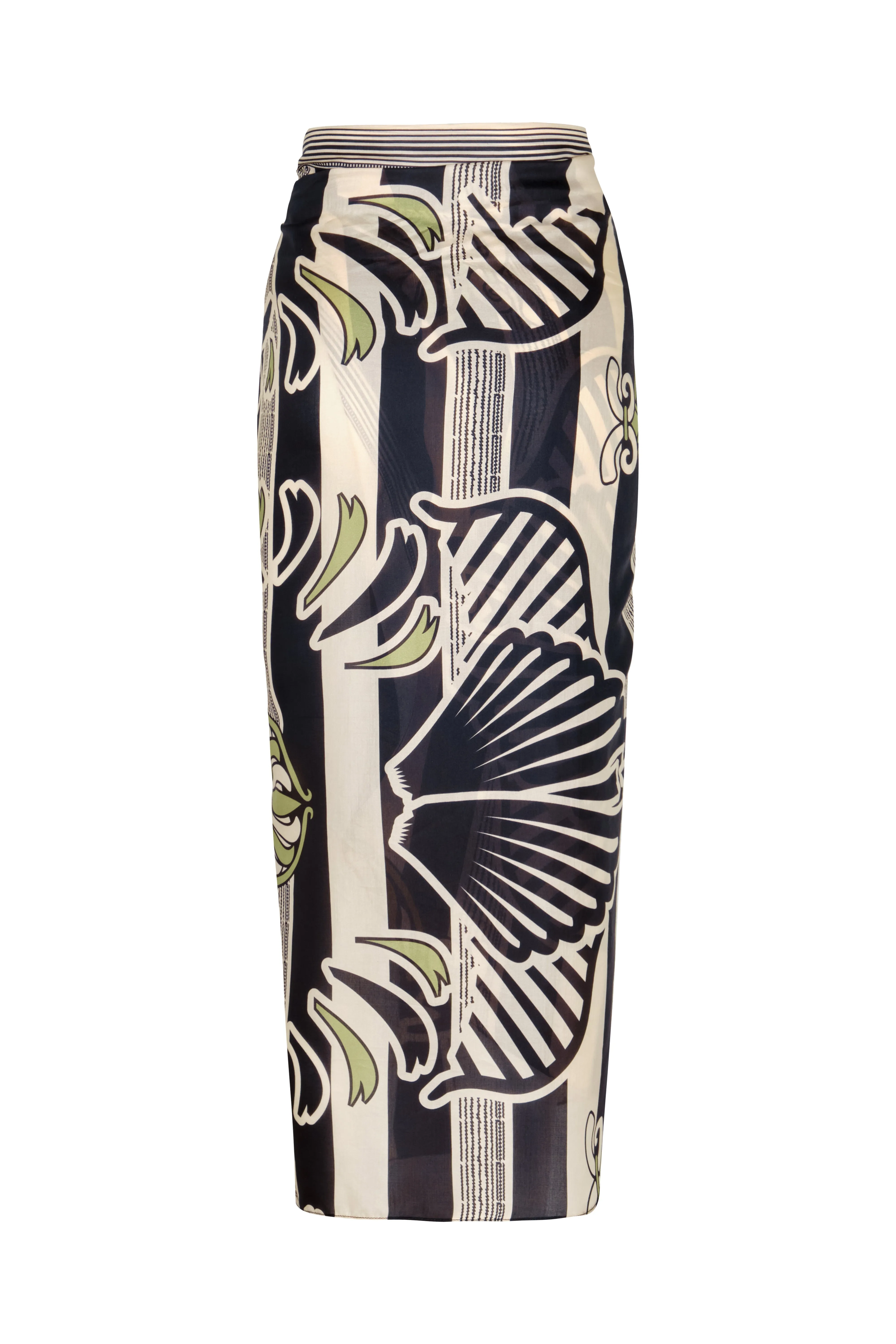 Mapara Cotton Silk Skirt / Navy Ornament Stripes