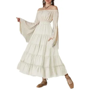 Navy Blue Large Women Boho Tiered Long Skirt