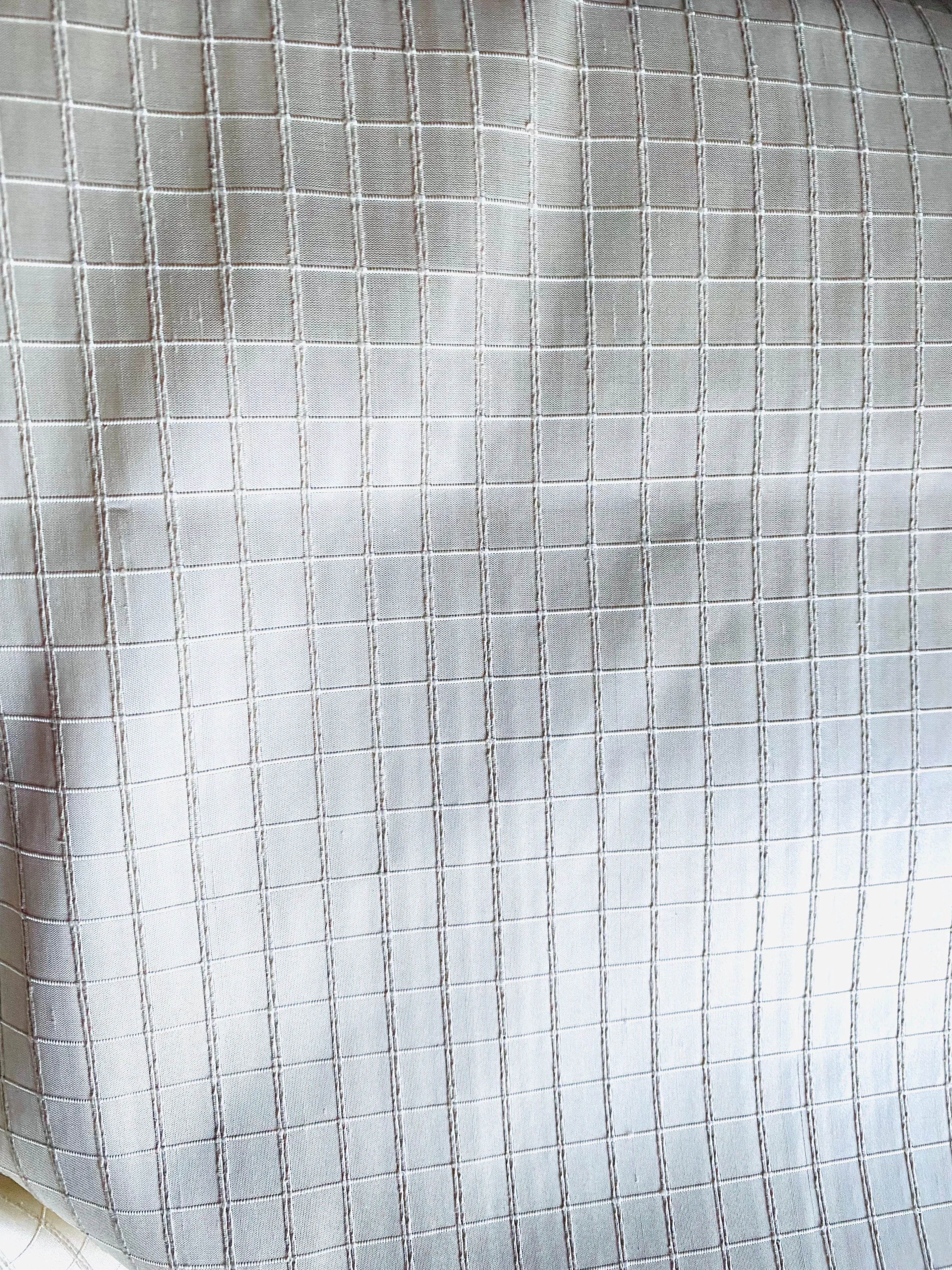 NEW Duchess Jenna 100% Silk Taffeta Fabric- Bone White with Embroidered Squares- SB_6_1