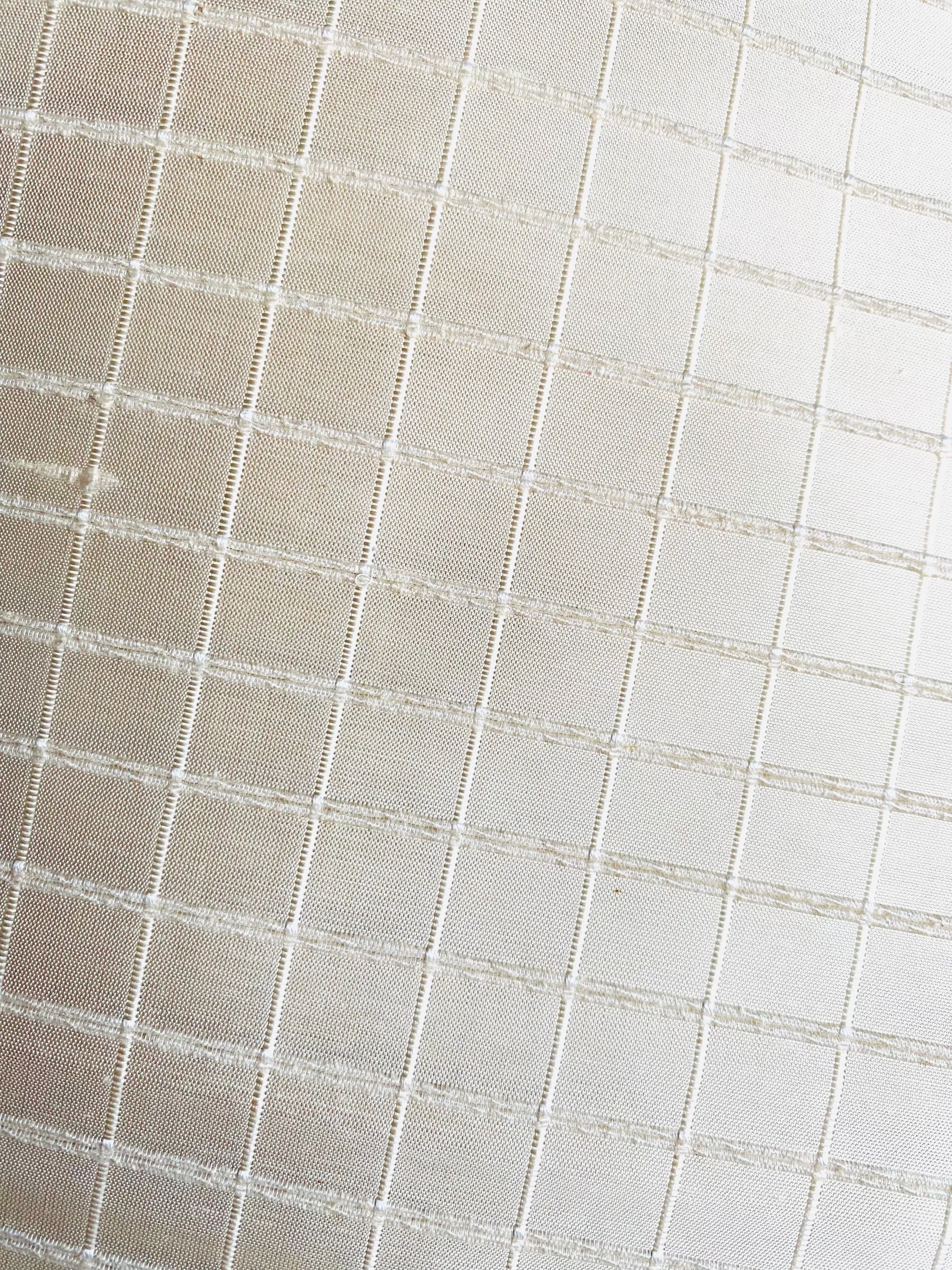 NEW Duchess Jenna 100% Silk Taffeta Fabric- Bone White with Embroidered Squares- SB_6_1