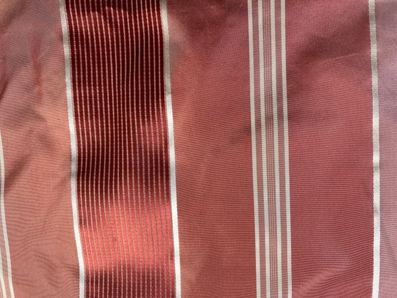 NEW Duchess Tracy 100% Silk Taffeta Ribbon Stripes Fabric - Salmon Pink & White