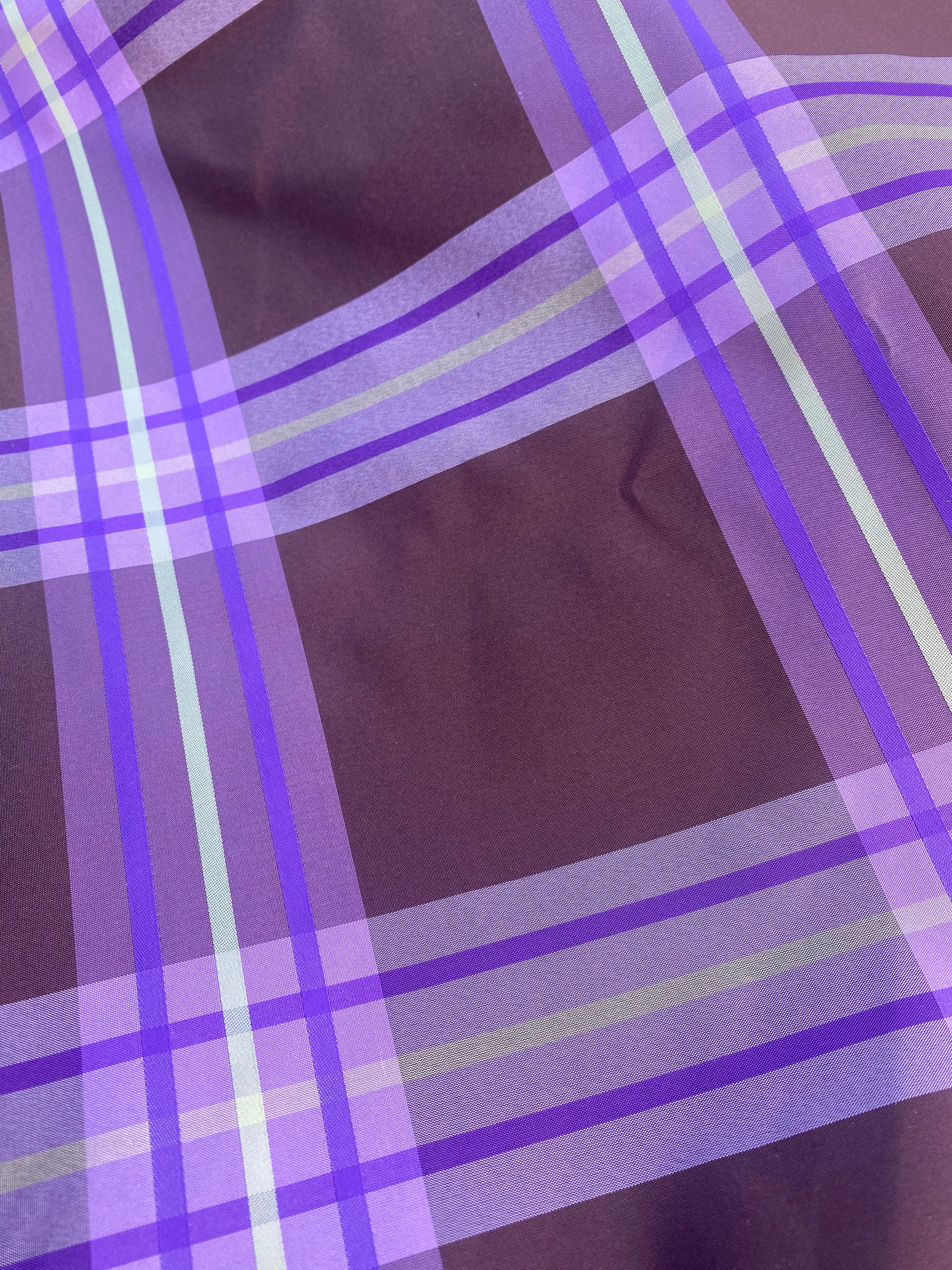 NEW Lady Alexandra 100% Silk Taffeta Brown Purple Lime Plaid Tartan Fabric SB_1_14