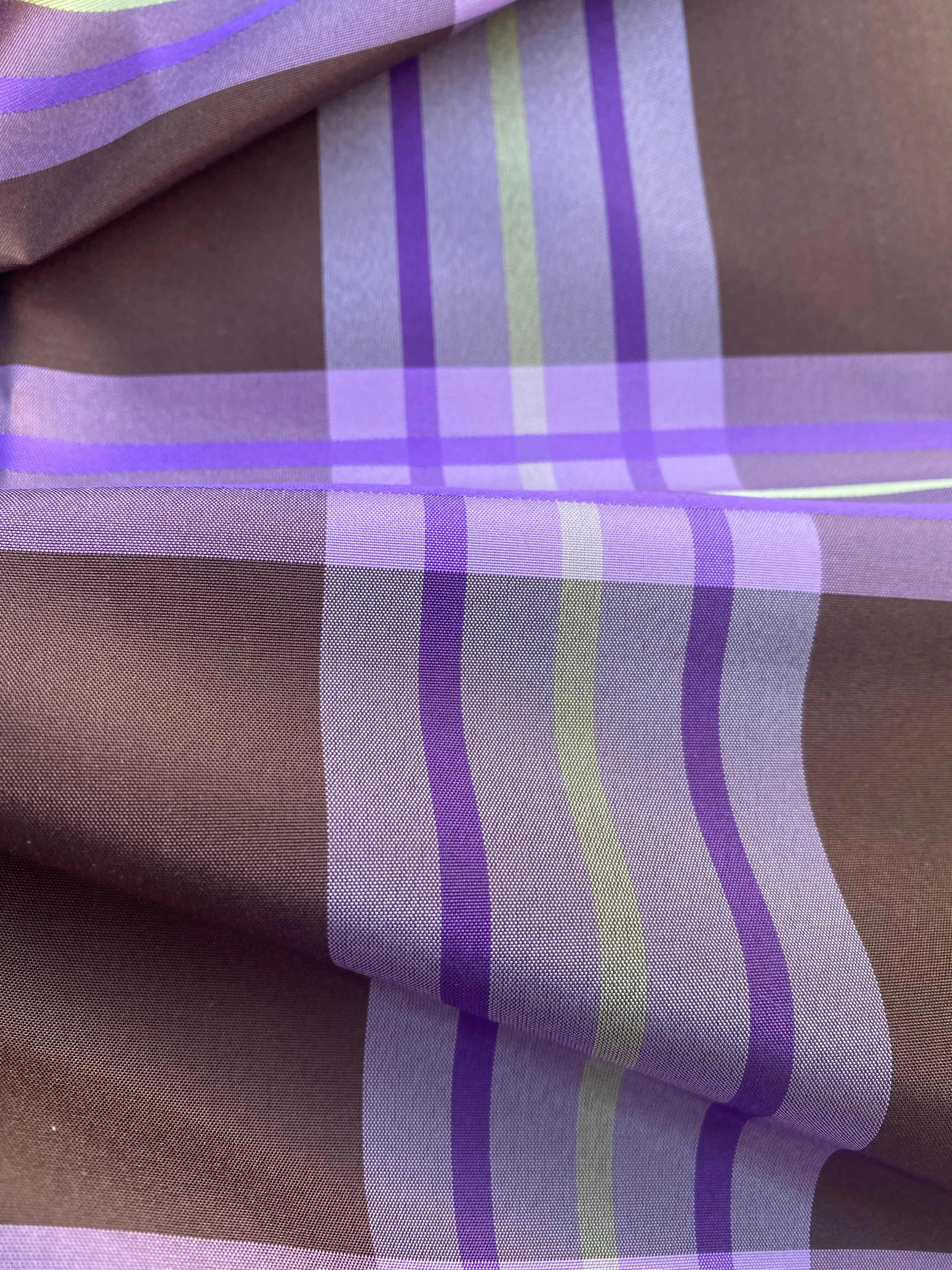 NEW Lady Alexandra 100% Silk Taffeta Brown Purple Lime Plaid Tartan Fabric SB_1_14