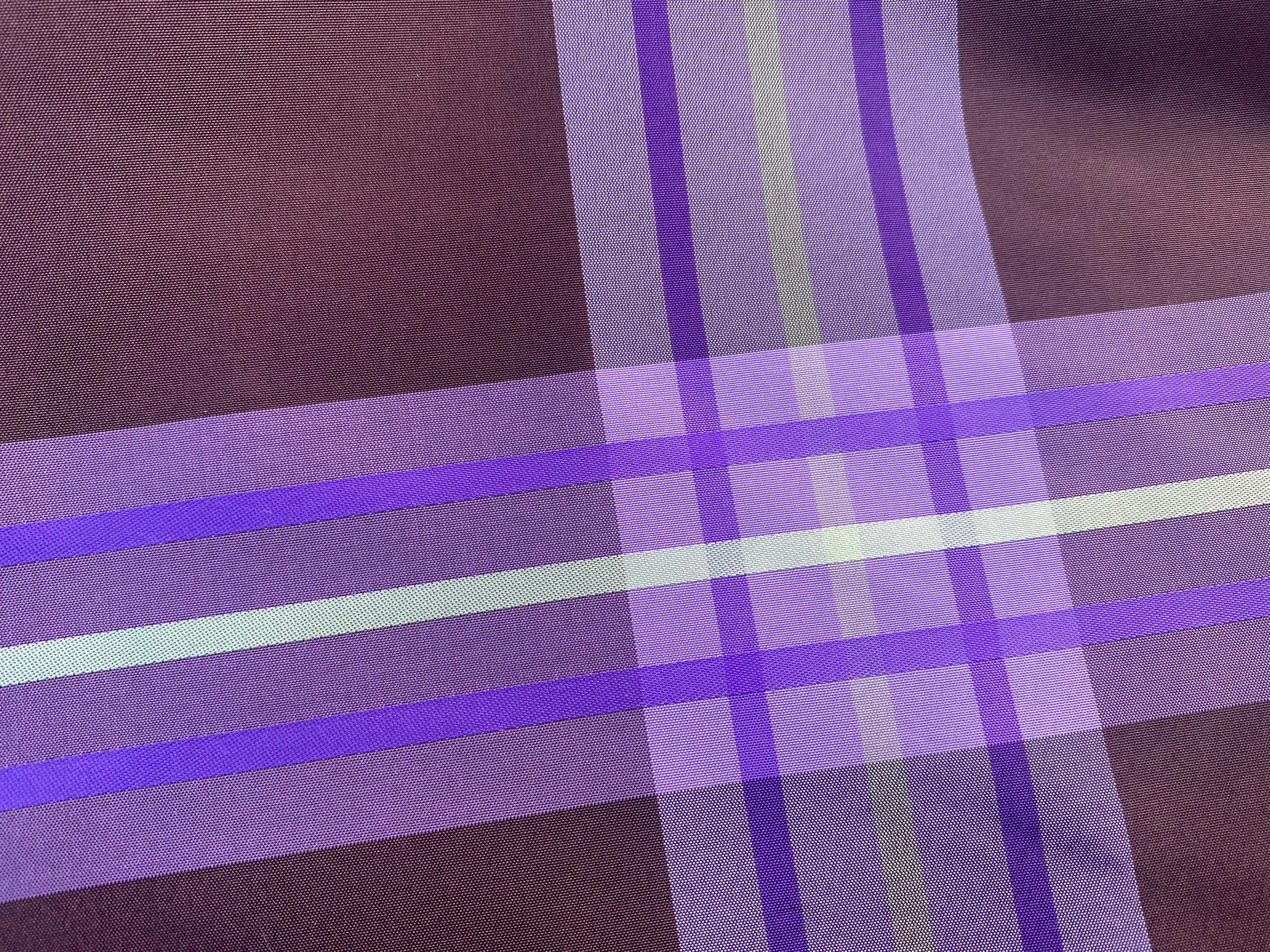 NEW Lady Alexandra 100% Silk Taffeta Brown Purple Lime Plaid Tartan Fabric SB_1_14