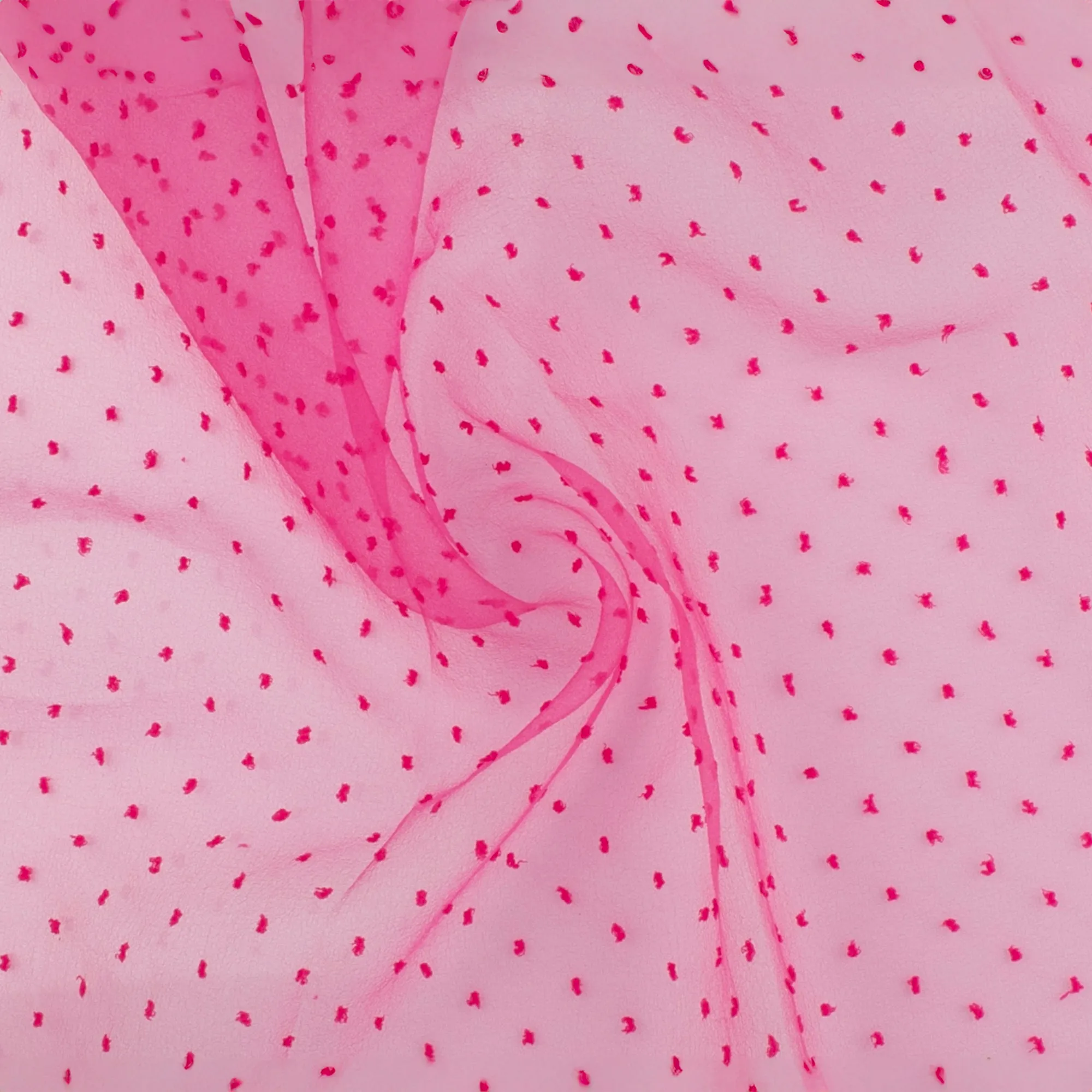 Organza with Embroidered Dot - DOTSY - Hot Pink