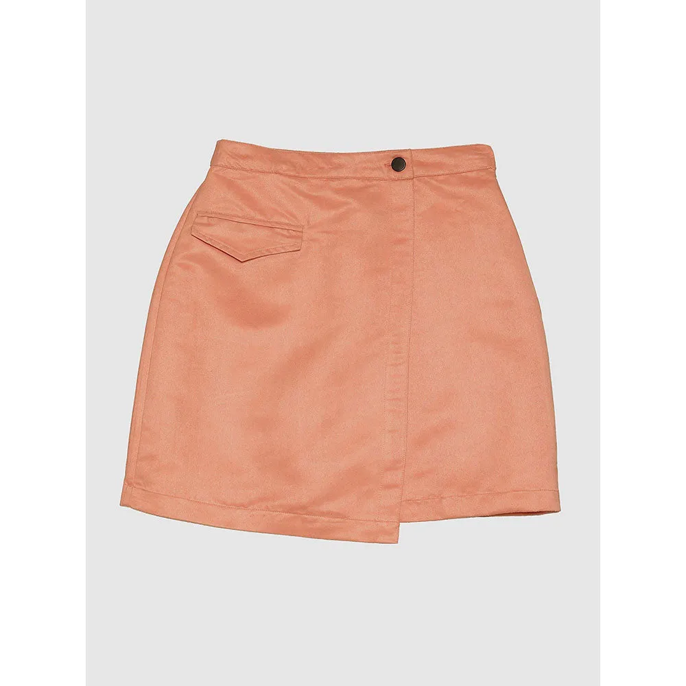 PRIMAL GRAY Coral Recycled Polyester Suede Asymmetrical Short Skirt
