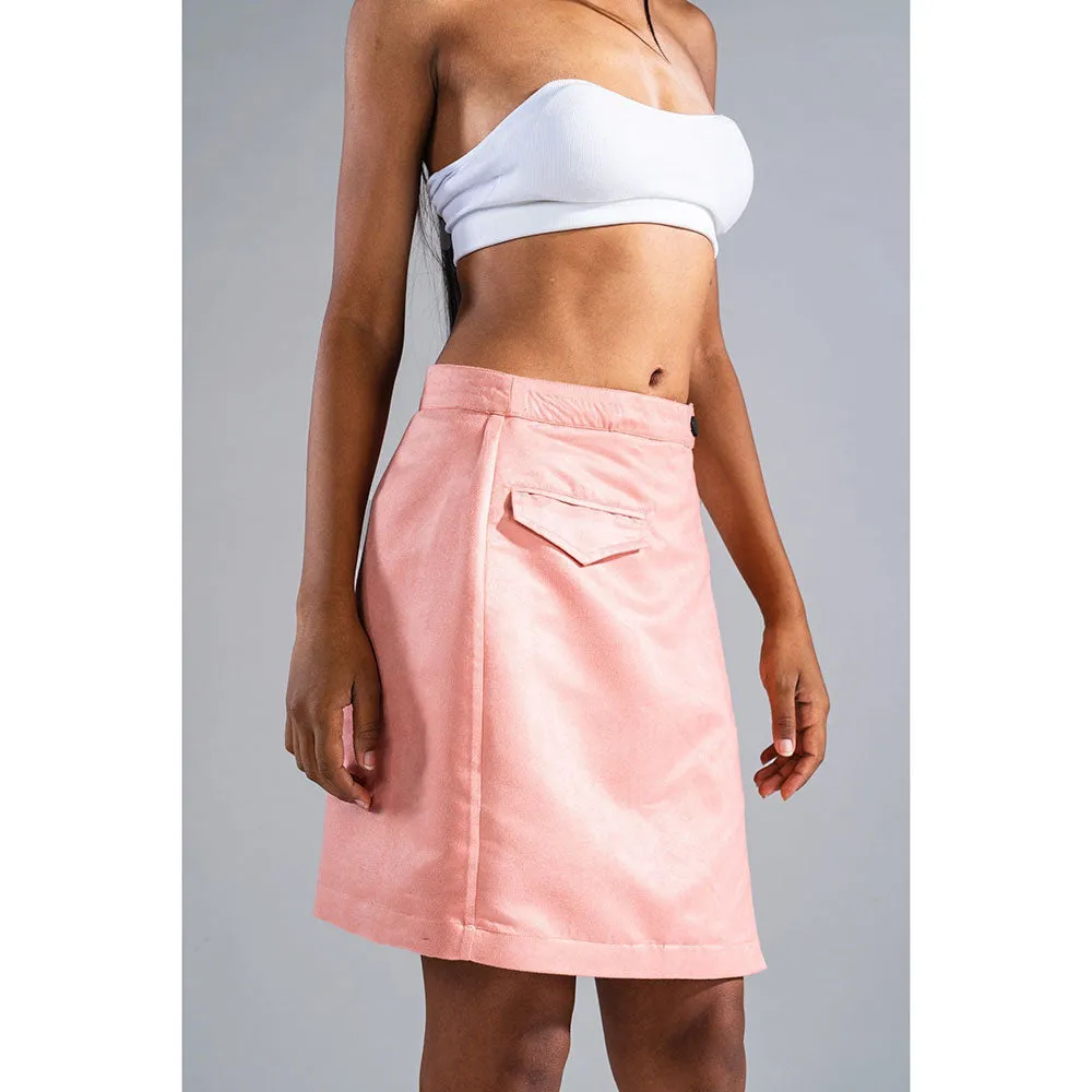 PRIMAL GRAY Coral Recycled Polyester Suede Asymmetrical Short Skirt