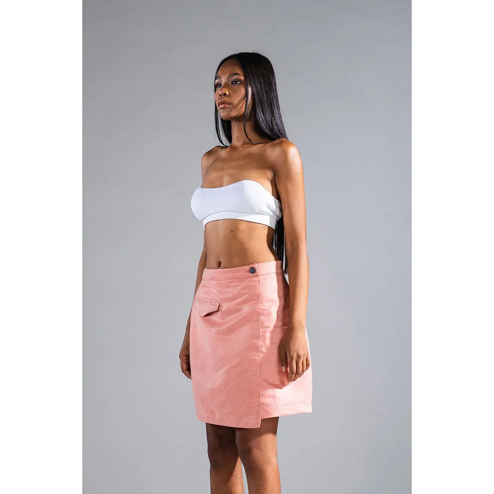 PRIMAL GRAY Coral Recycled Polyester Suede Asymmetrical Short Skirt