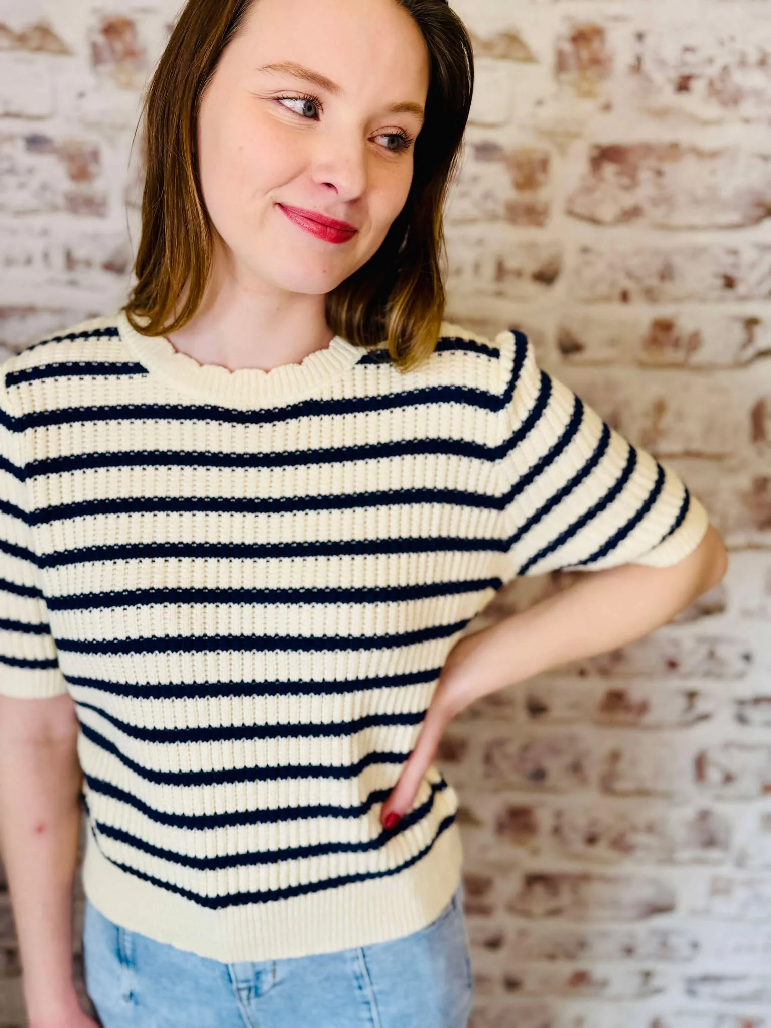 Short Puff Sleeve Sweater