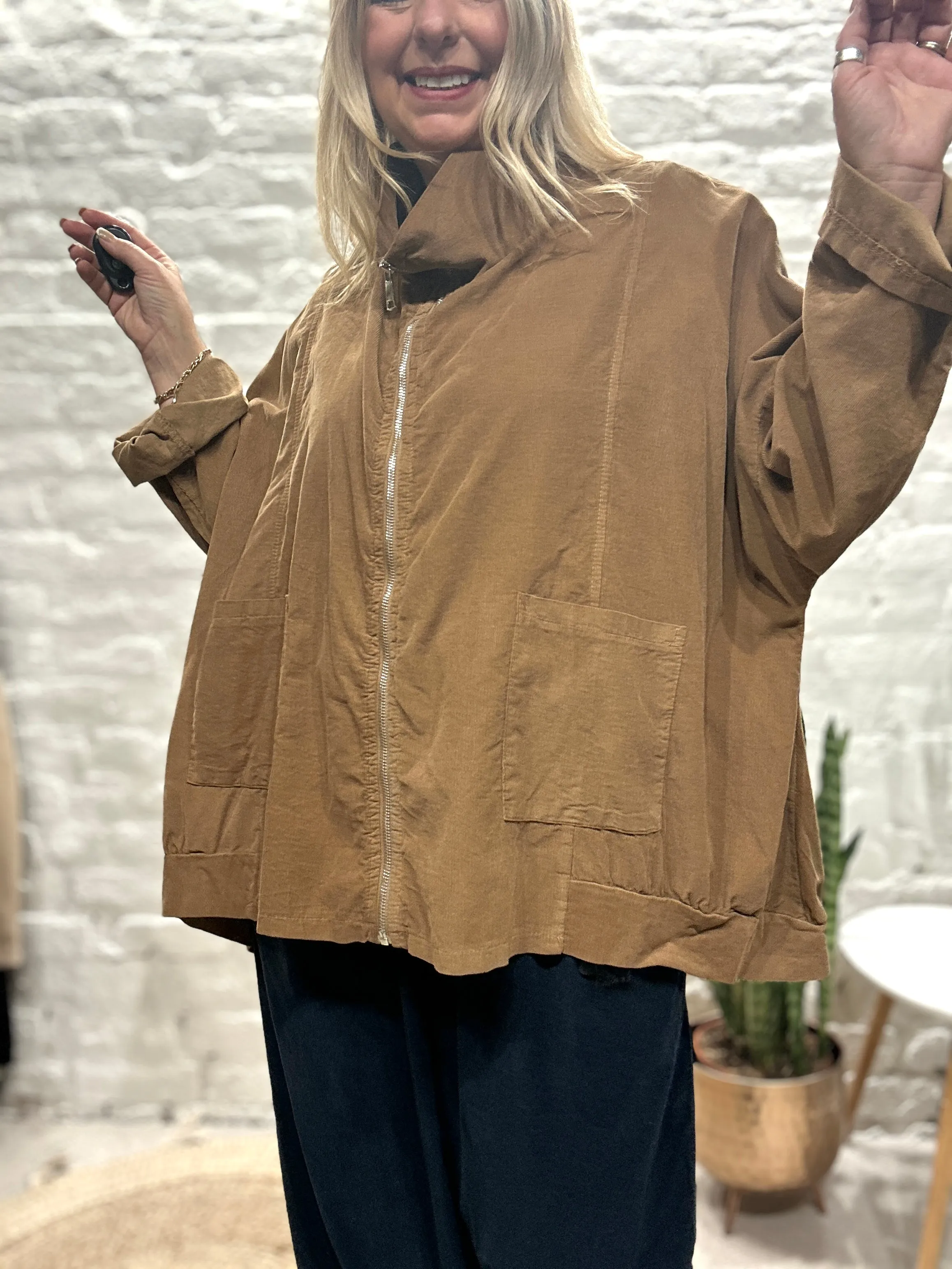 The Cord Wander Zip Wide Box Oversized Jacket