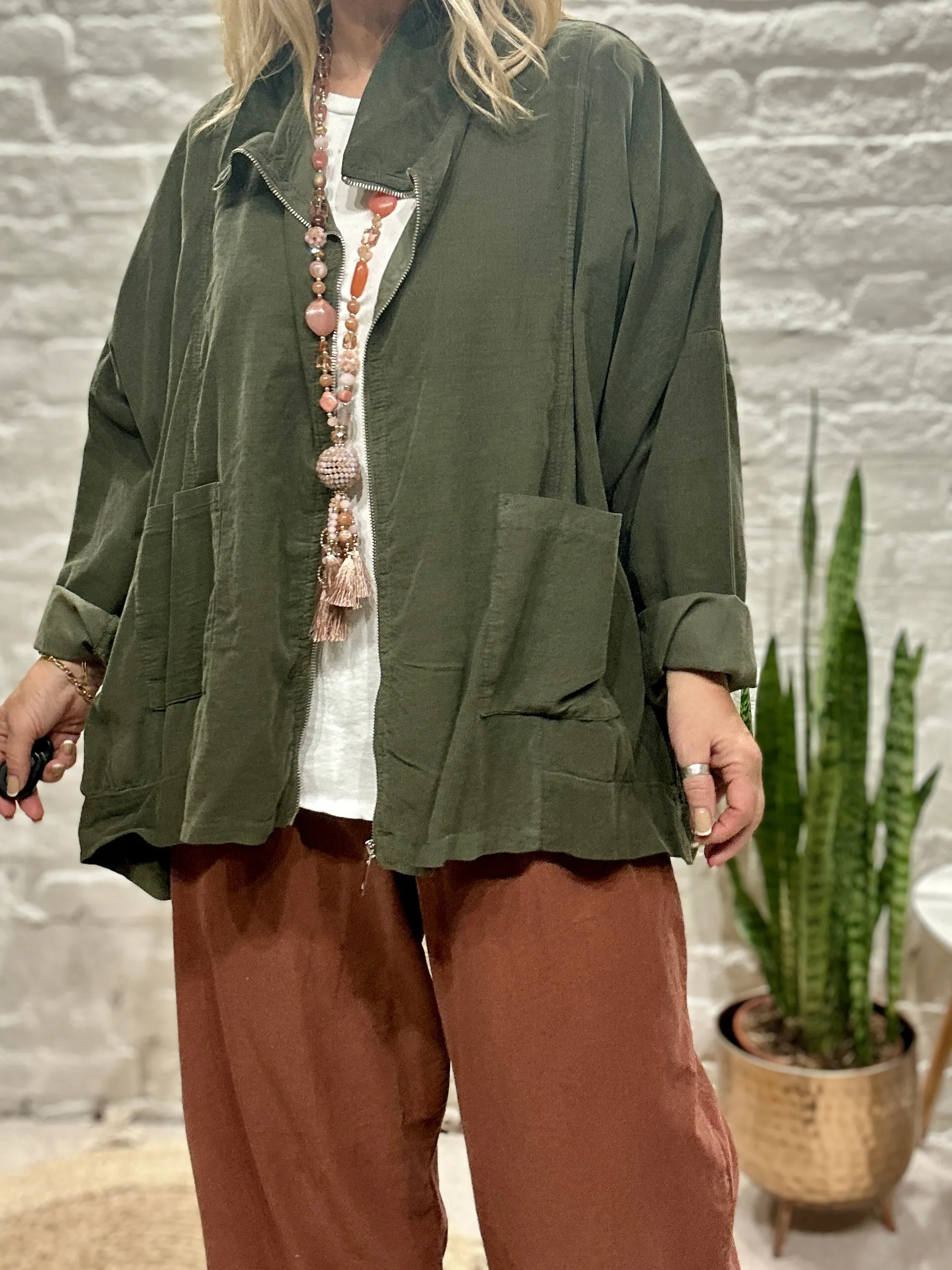 The Cord Wander Zip Wide Box Oversized Jacket