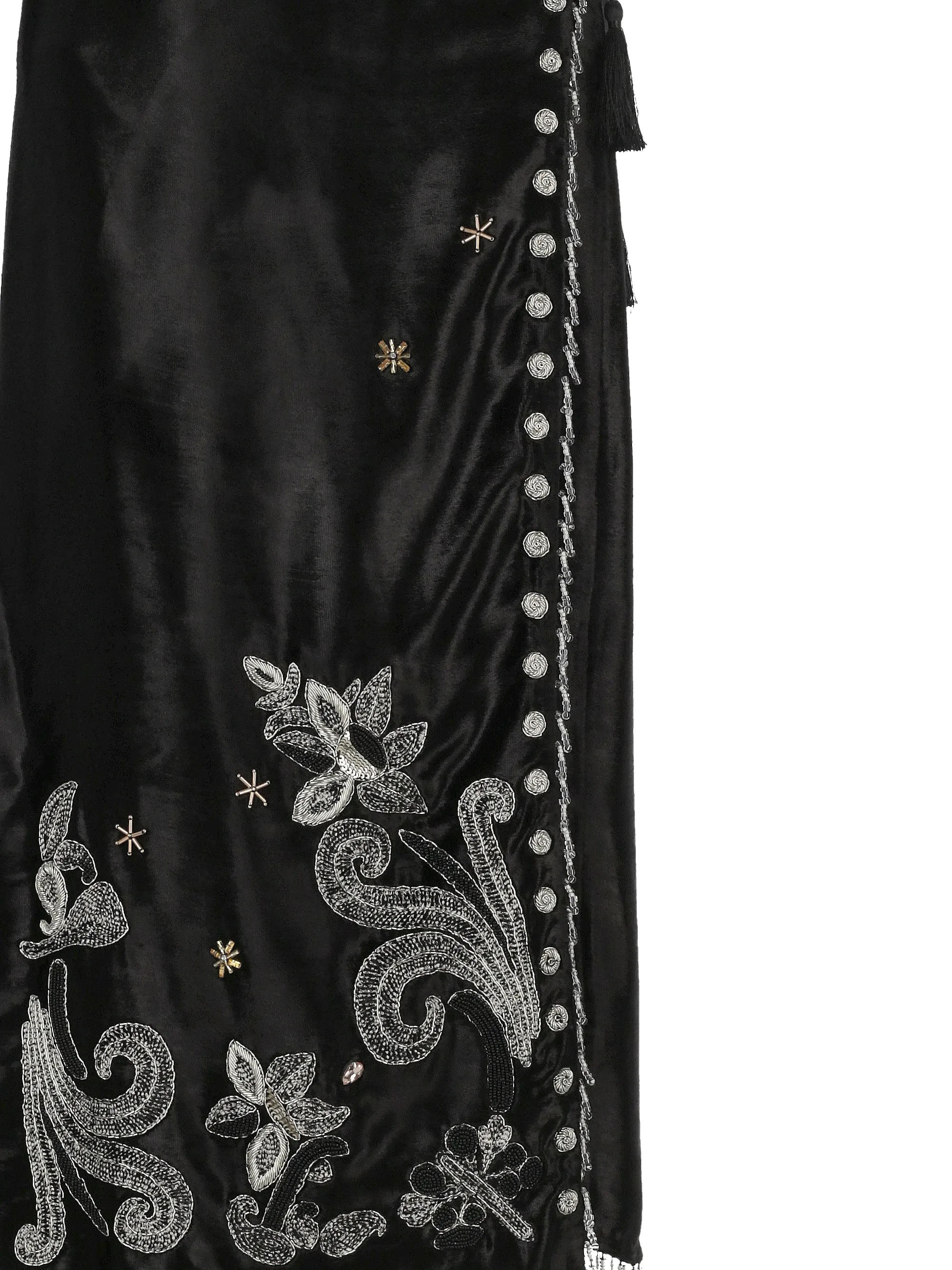 Velvet Pareo Skirt with Embroidery