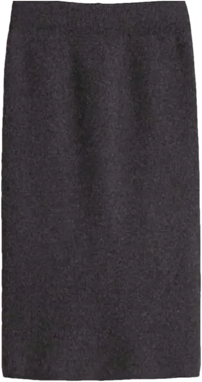 Women Bodycon Split Pencil Skirt Autumn Winter Casual High Waist Slim Knit Skirts